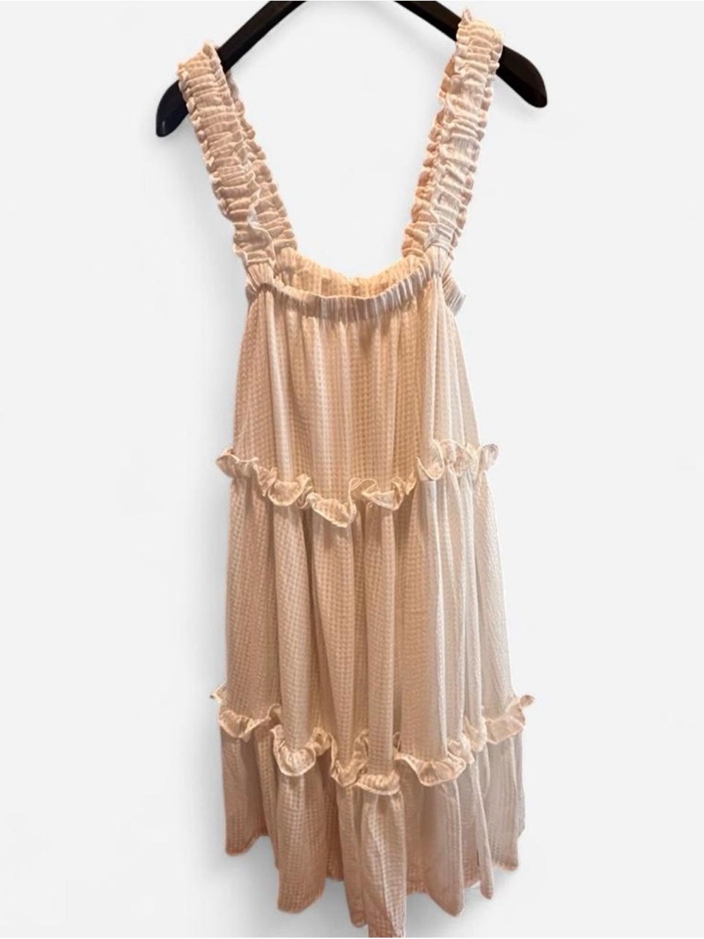 MABLE White Galway Tiered Ruffle High-Low Midi Babydoll Dress Size Small - Picture 6 of 9
